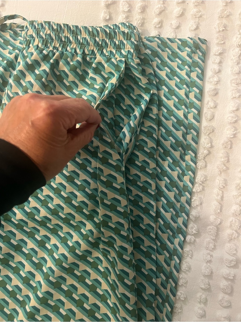 ENTRO Green Patterned Wide Leg Pants - Picture 5 of 6